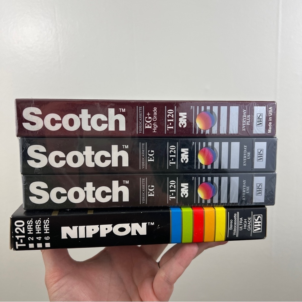 Scotch 1 EG+ High Grade T-120 Blank VHS Videocassette 2 Standard 3 Pack NOS VTG